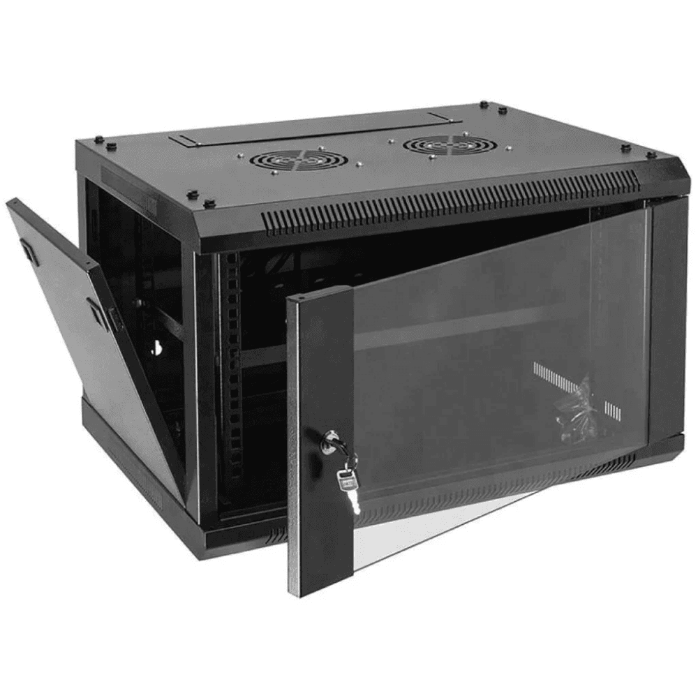 Zone Lite 6U 450mm Single Fan Black Wall Mount Cabinet — image 1