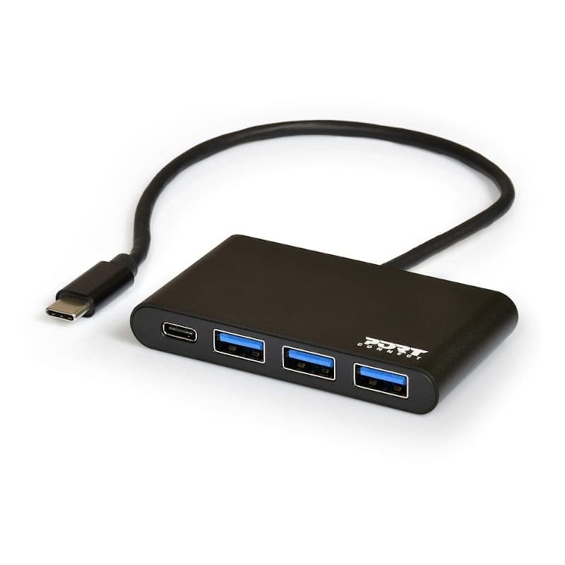 Port USB Type-C to 3 x USB3.0 and 1 x Type-C PD 30cm 4 Port Hub - Black — image 1