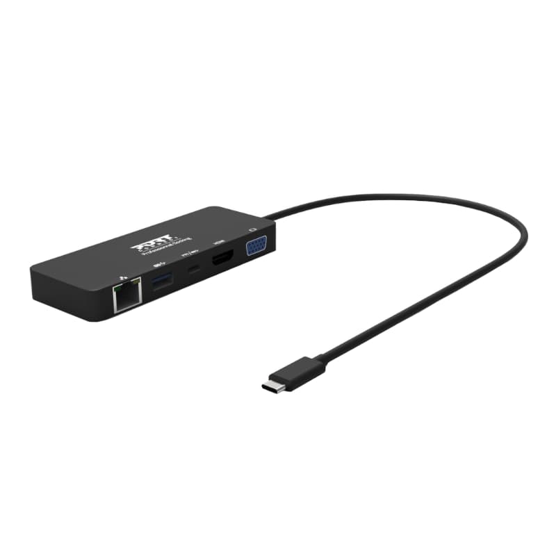 Port USB Type-C to 1 x RJ45|1 x USB3.0 SS|1 x Type-C 85W PD|1 x HDMI2.0|1 x VGA 30cm Cable Dock - Black — image 1