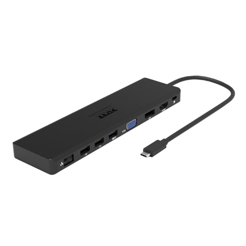 Port USB Type-C 1 x USB3.1|2 x USB 3.0|2 x USB 2.0|1 xHDMI-DP-VGA| Micro+SD Card Reader|1 x Mini DP|1 x RJ45|1 x Audio-Microphone| PD 100W -Black — image 1