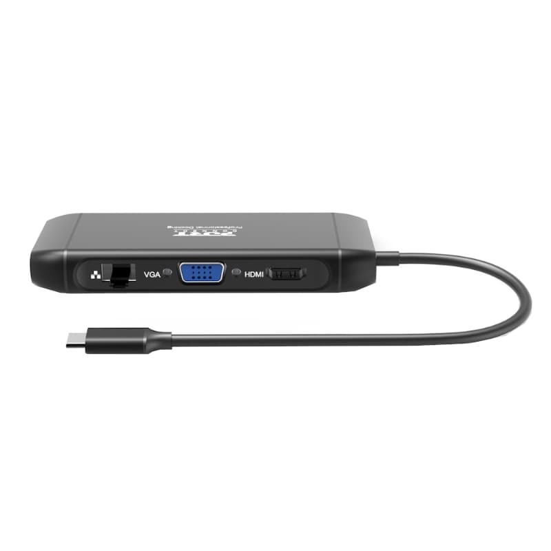 Port USB Type-C 4 x USB3.1|1 x Aux|Micro+SD Card Reader|1 x RJ45|1 x HDMI|1 x VGA|1 x Type-C PD Dock 100W - Black — image 1