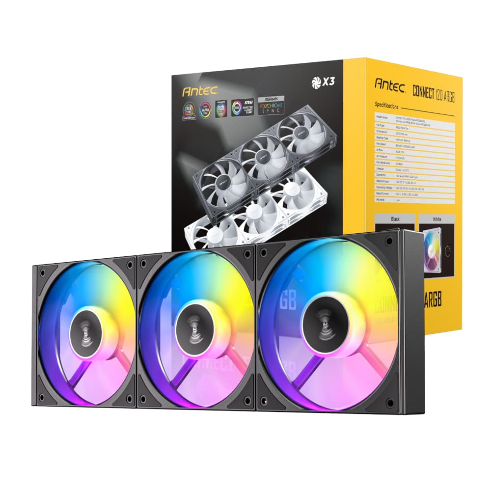 Antec Connect 120 ARGB PWM Fan 3 Pack - Black — image 1