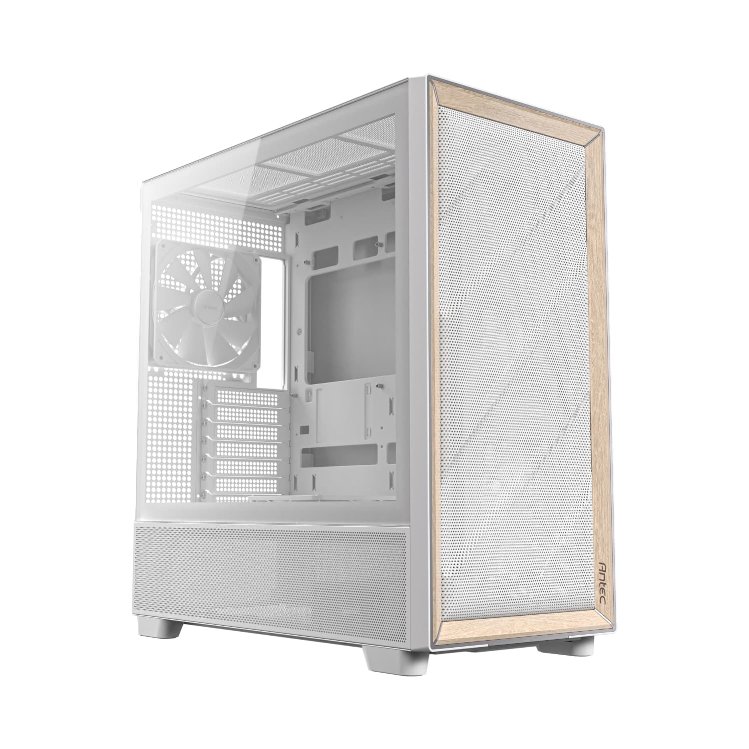 Antec FLUX Mid-Tower E-ATX Gaming Chassis Wood Front Panel - White — image 1