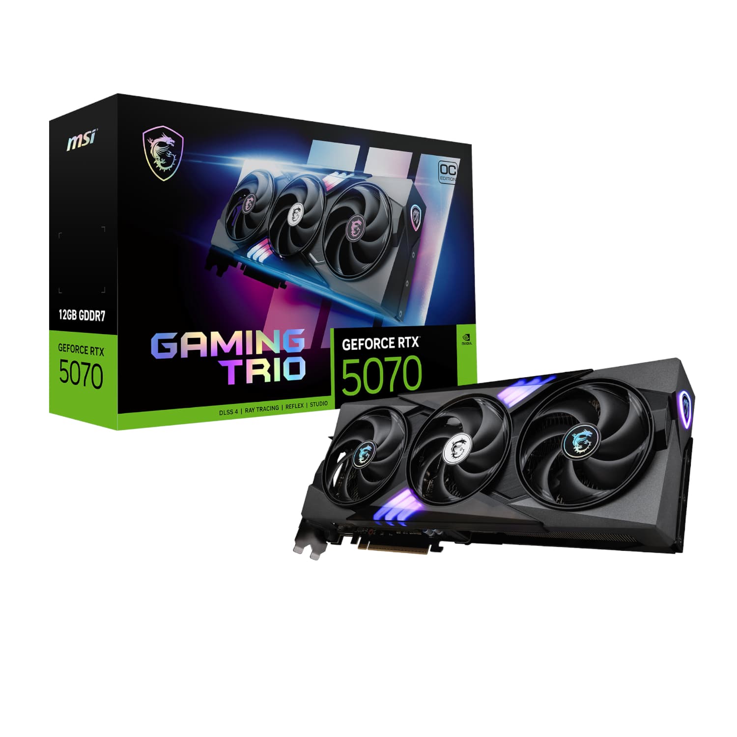 MSI GeForce RTX 5070 GAMING TRIO OC 12GB Graphics Card – Black — image 1