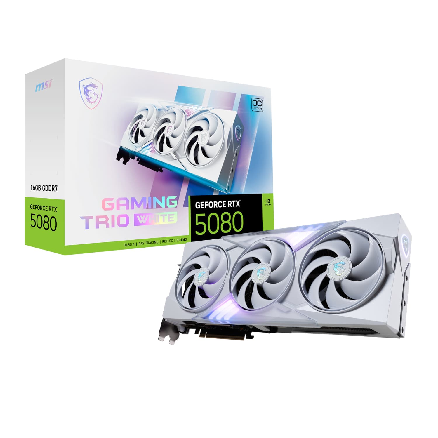 MSI GeForce RTX 5080 GAMING TRIO OC 16G Graphics Card - White — image 1