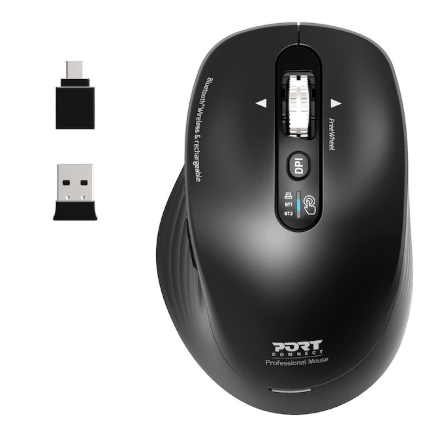 Port Connect Business 2.4GHz Rechargeable Bluetooth Wireless Mouse - Black — image 1