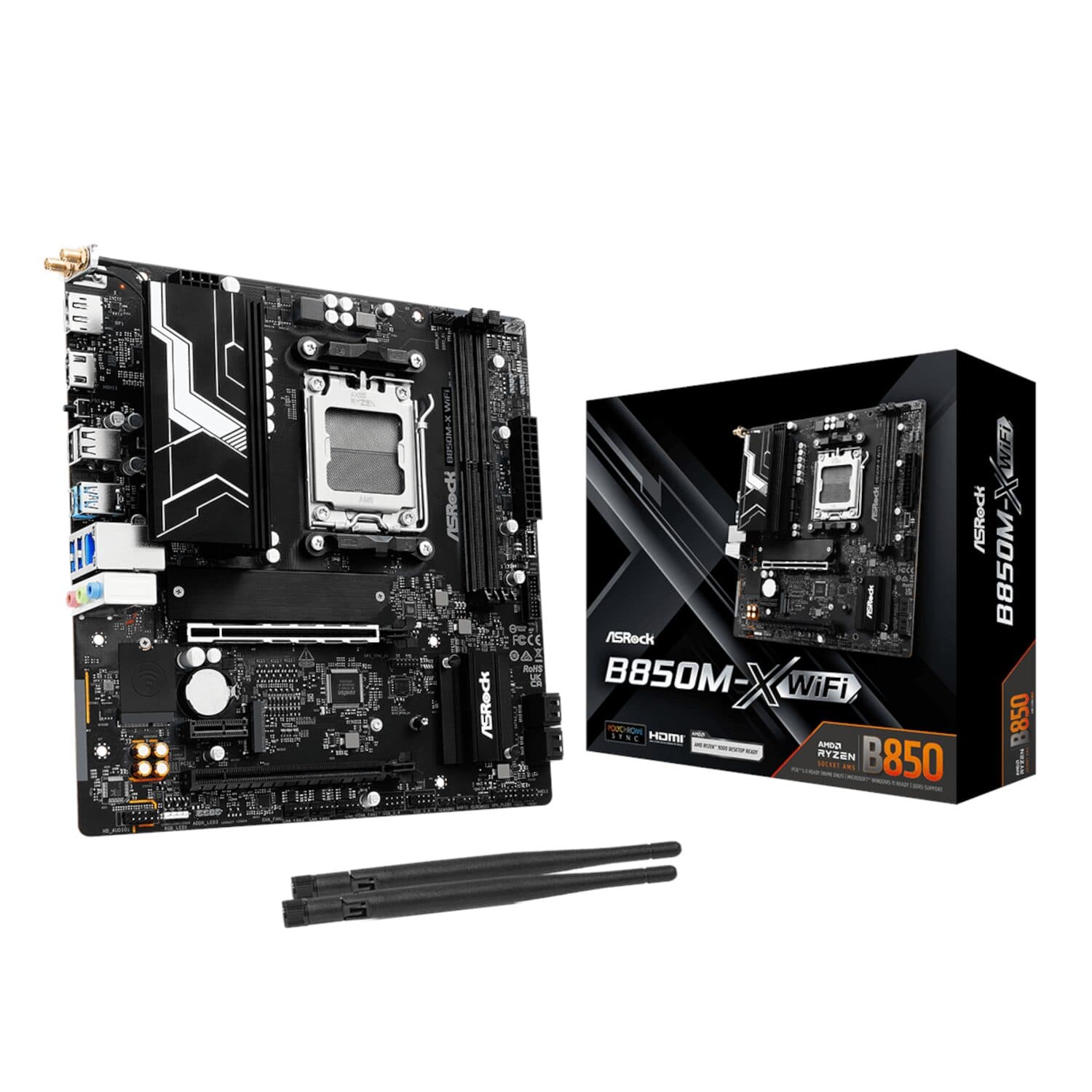 ASRock B850M-X WiFi AM5 Micro ATX Motherboard (DDR5, PCIe 5.0, Wi-Fi 6E) — image 1