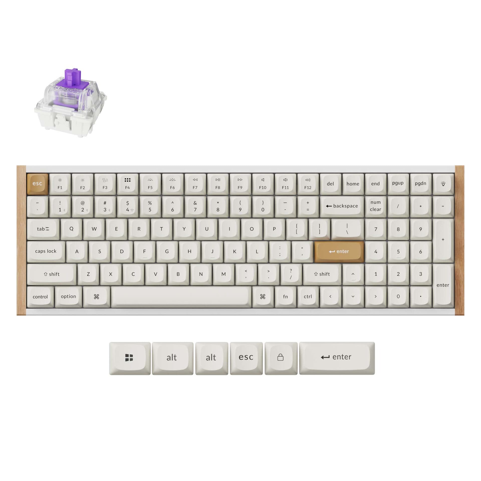Keychron K4 HE 96% Magnetic Switch Hot-Swap RGB Wireless Keyboard – White (Wood + Aluminium) — image 1