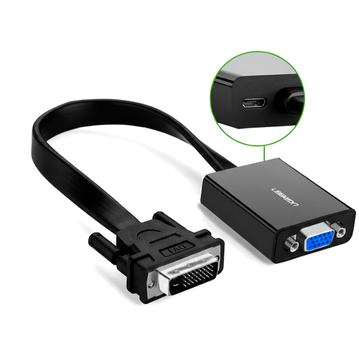 UGREEN DVI-D 24+1 to VGA Active Video Adapter (Male to Female) – Black — image 1