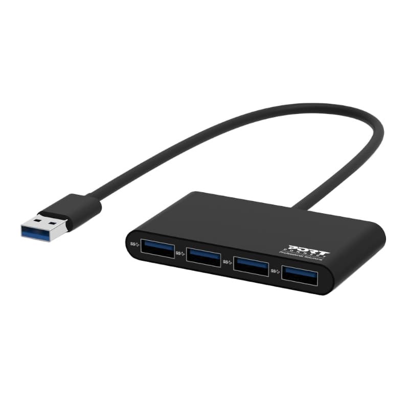 Port USB3.0 to 4 x USB3.0 5Gbps 4 Port Hub - Black — image 1