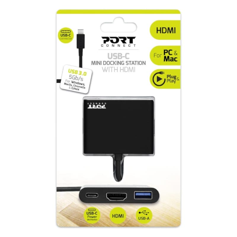 Port USB Type-C to 1 x HDMI|1 x USB3.0|1 x Type-C 60W PD Dock - Black — image 1