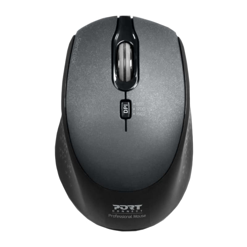 Port Connect Silent 1600DPI 3 Button Wireless Mouse - Black — image 1