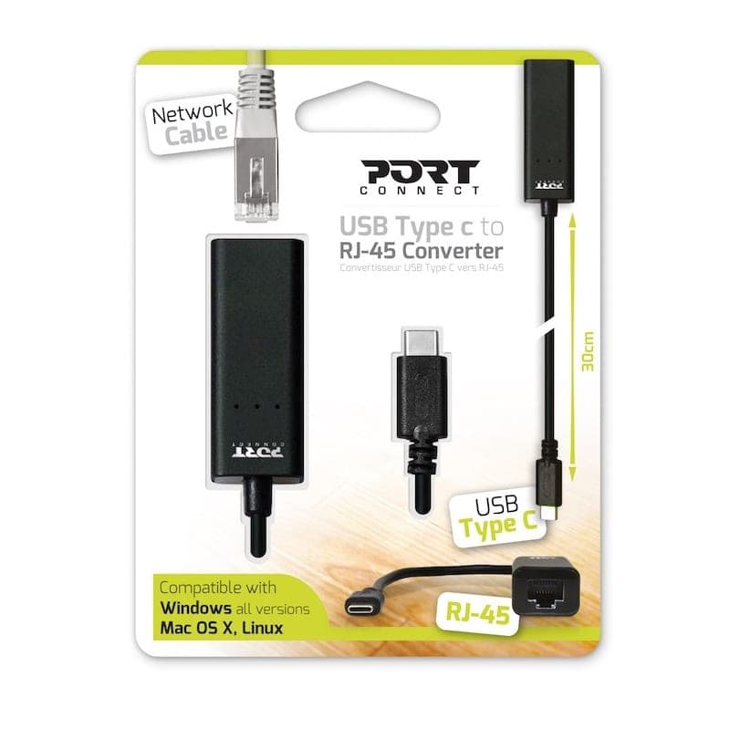 Port USB Type-C to RJ45 5Gbps 30cm Adapter - Black — image 1