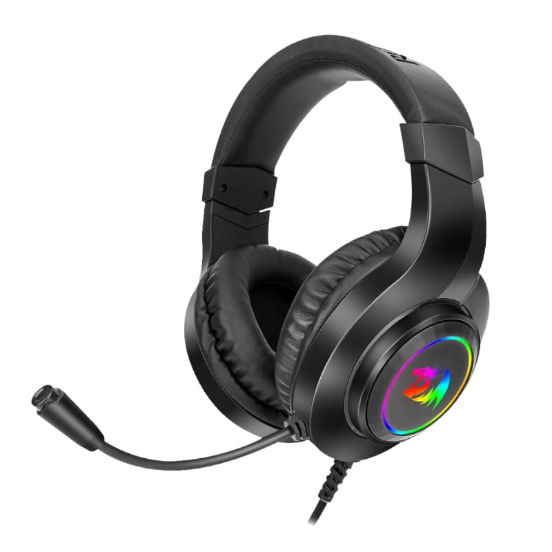 REDRAGON Over-Ear HYLAS Aux (Mic and Headset)|USB (Power Only)
RGB Gaming Headset - Black — image 1