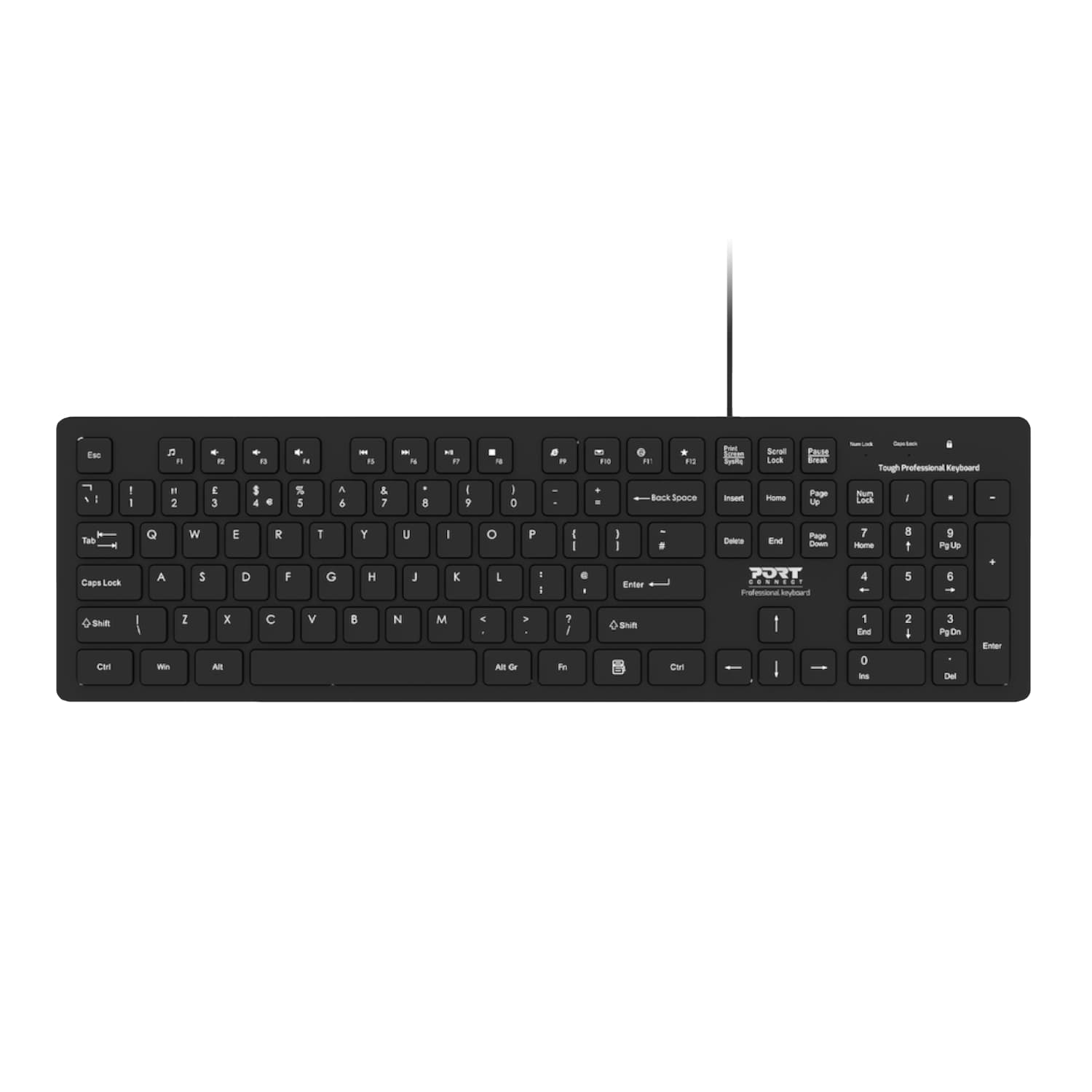 Port Connect Tough Office USB Keyboard - Black — image 1
