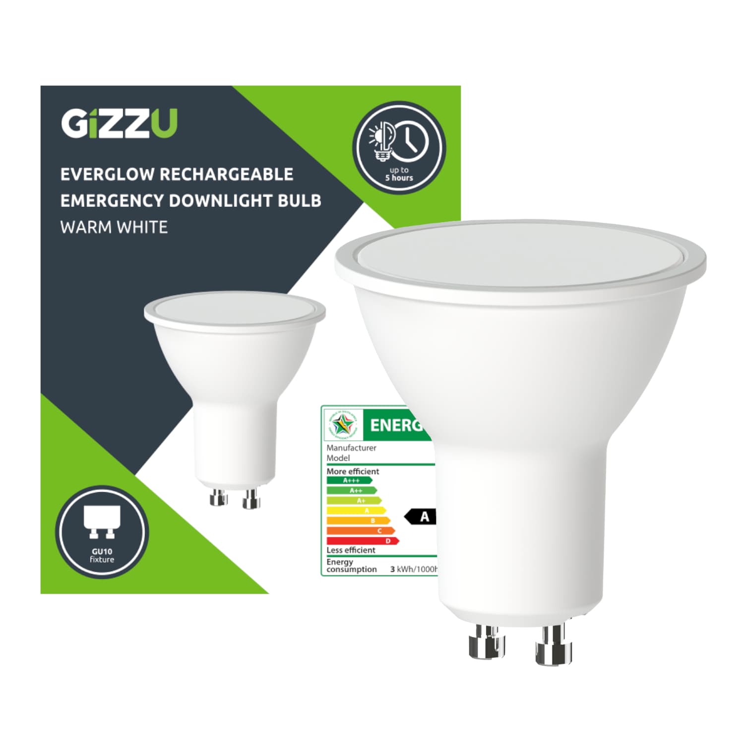Gizzu Everglow Rechargeable Warm White Emergency Downlight Bulb — image 1