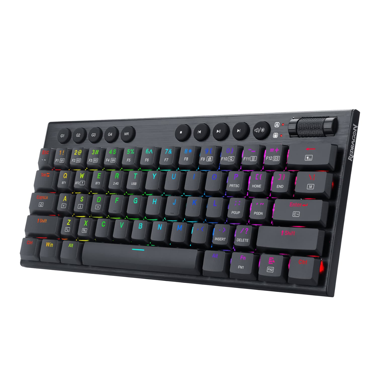 REDRAGON Horus Mini 61Key Red Switch RGB Low Profile Gaming Mechanical Keyboard - Black — image 1