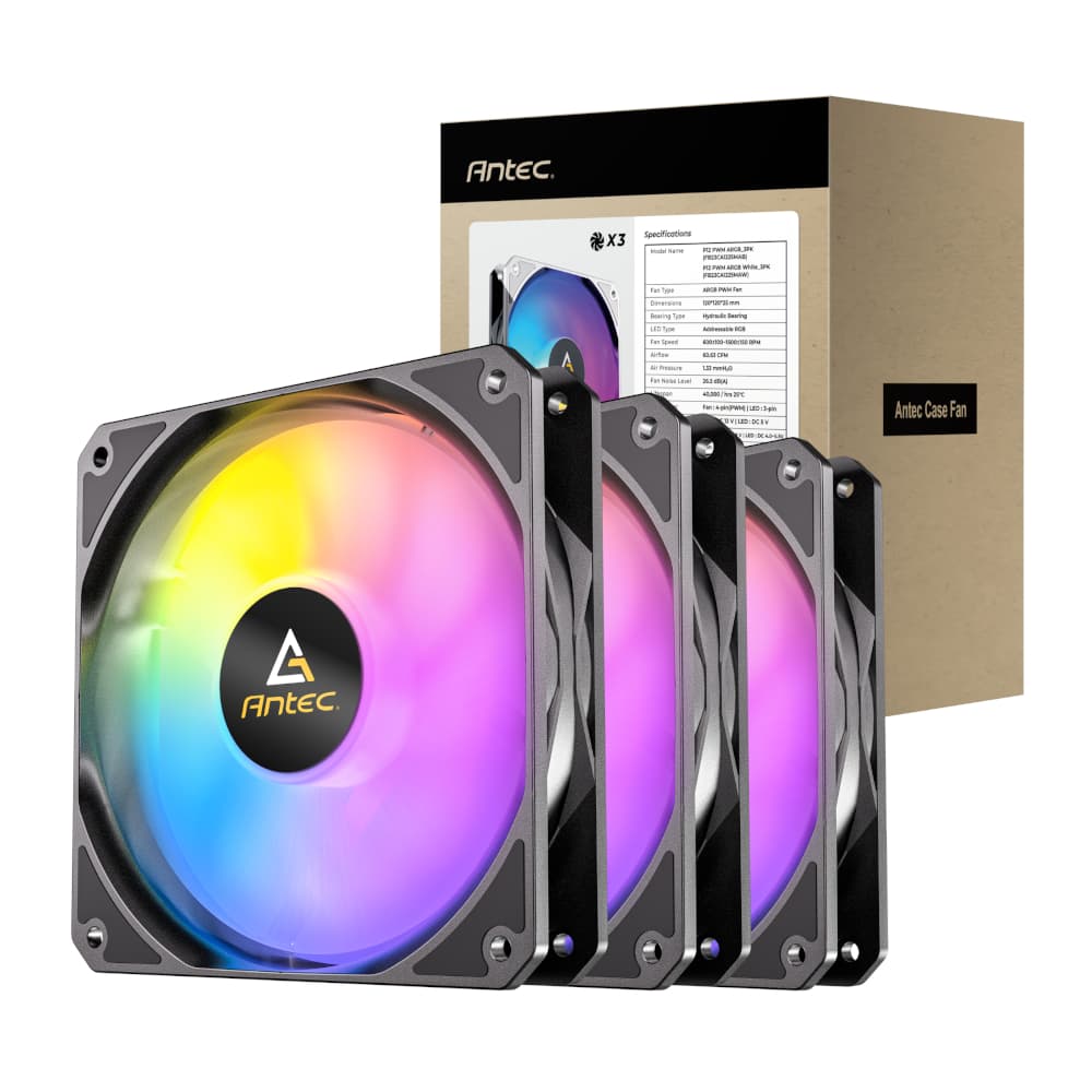 Antec P12 ARGB 120 PWM Case Fan 3 Pack - Black — image 1