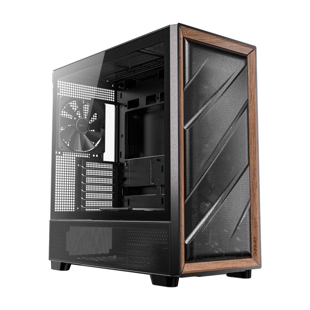 Antec FLUX ATX WOOD Mid Tower Gaming Chassis – Black — image 1