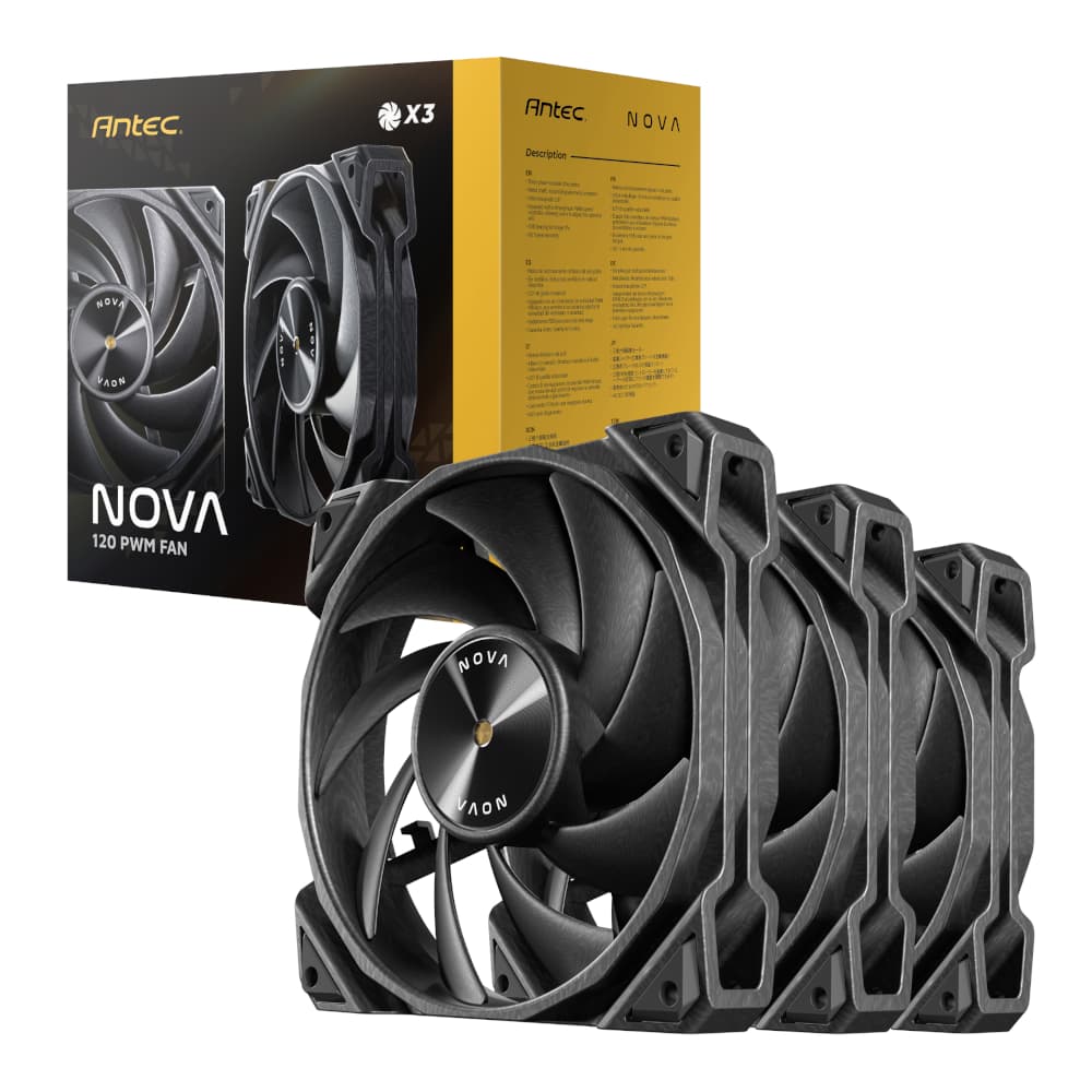 Antec NOVA 120 PWM Fan 3 Pack with Speed Controller - Black — image 1