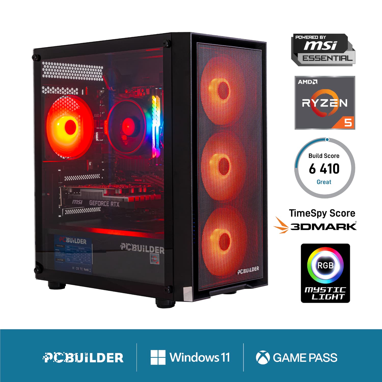 PCBuilder Ryzen 5 5500 SCOUT Windows 11 Gaming PC — image 1