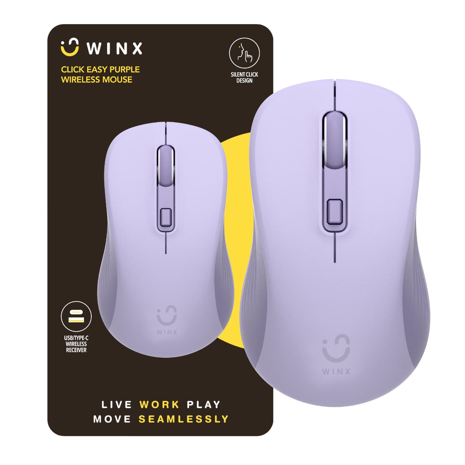 WINX CLICK Easy 1600DPI 2.4GHz Wireless Mouse - Purple — image 1