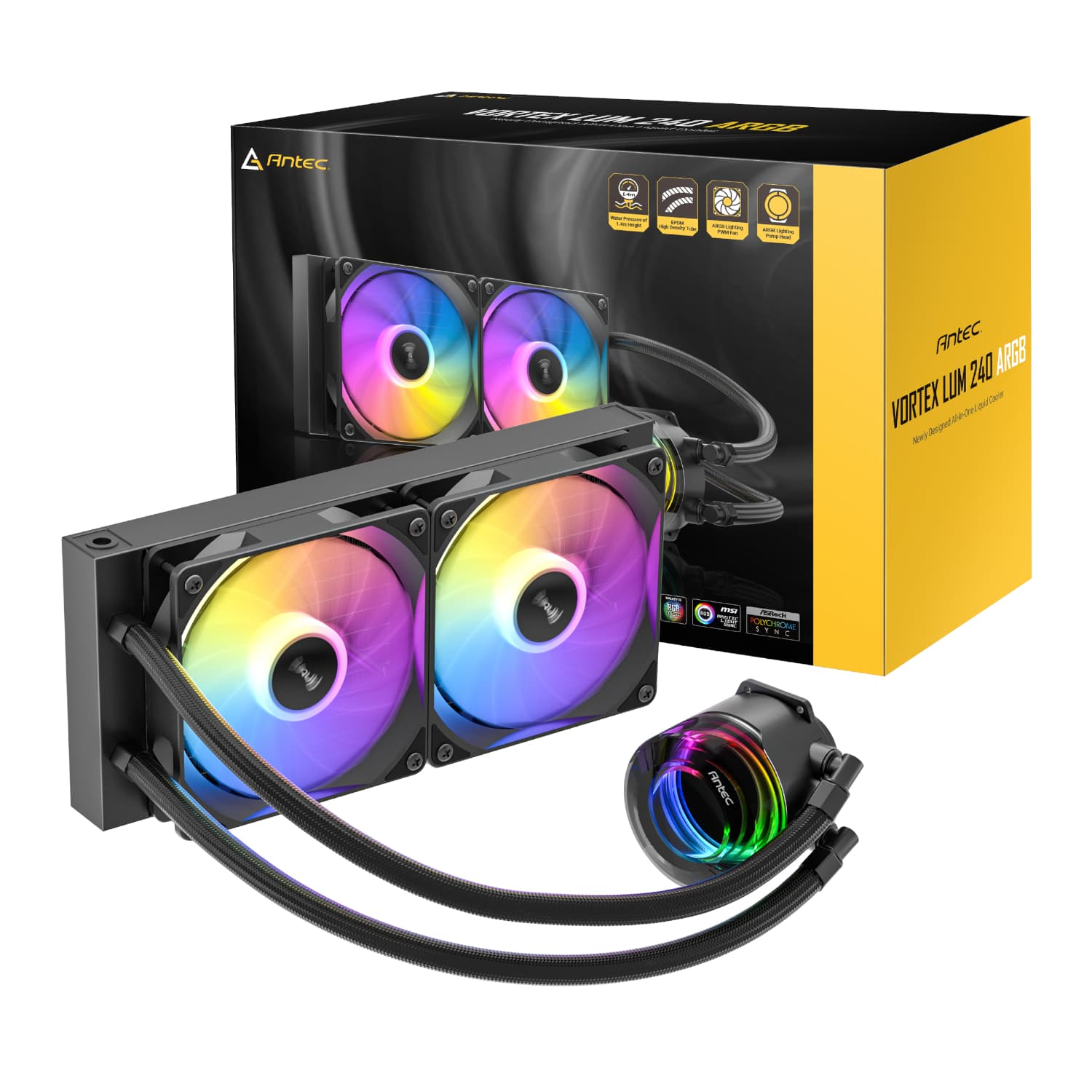 Antec VORTEX LUM 240 ARGB AIO CPU Liquid Cooler – Black — image 1