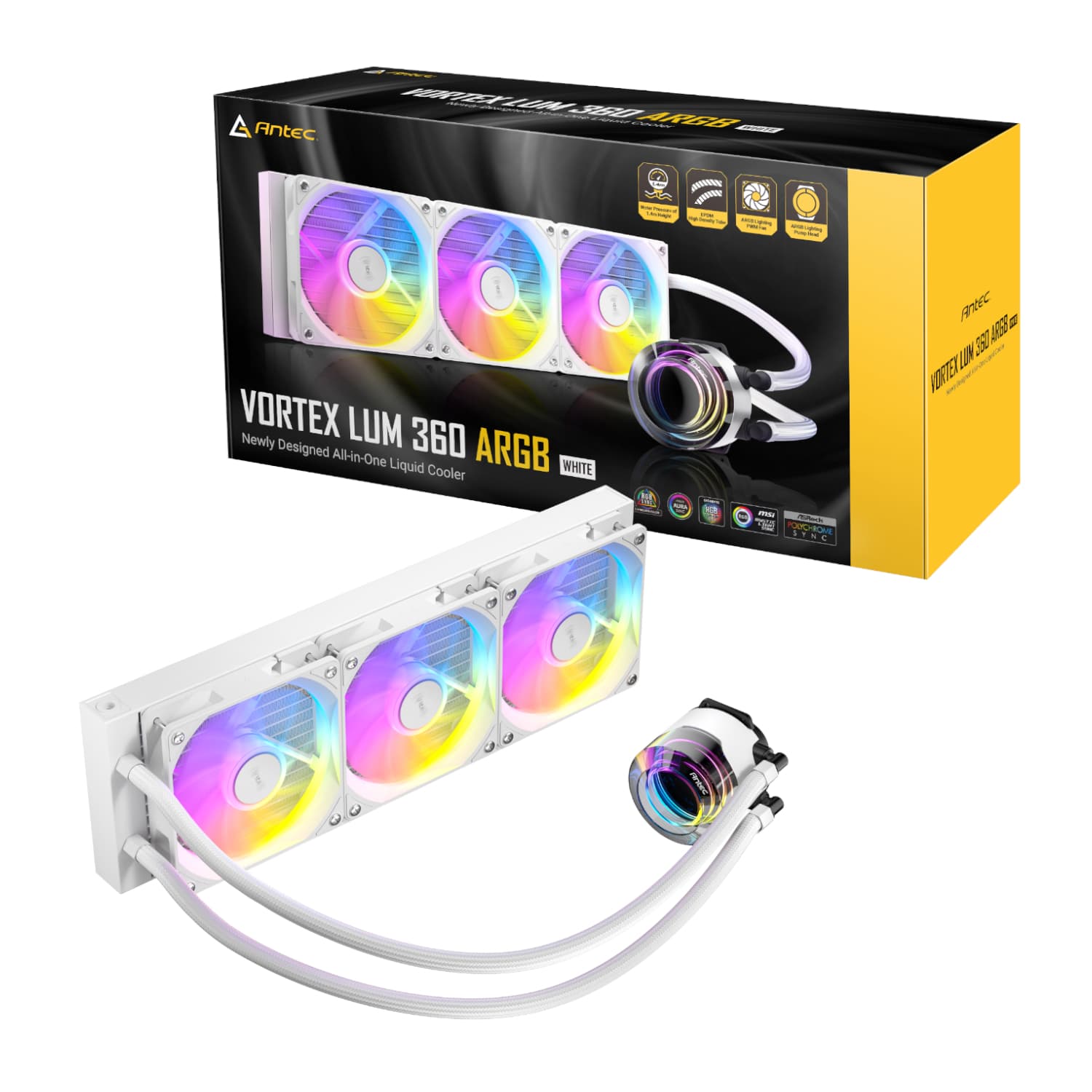 Antec VORTEX LUM 360 ARGB AIO CPU Liquid Cooler - White — image 1