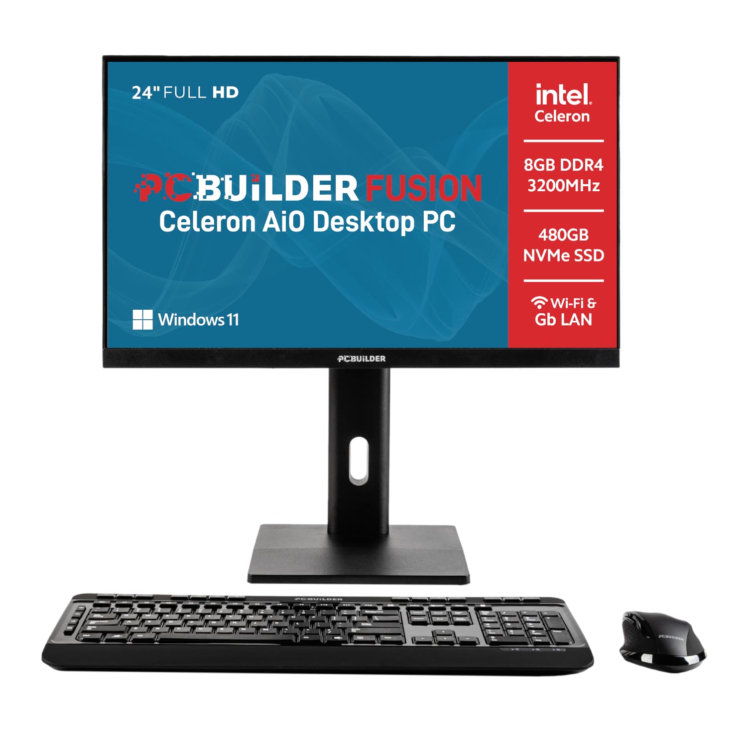 PCBuilder FUSION 24″ Intel Celeron G6900 Windows 11 AiO Desktop PC — image 1