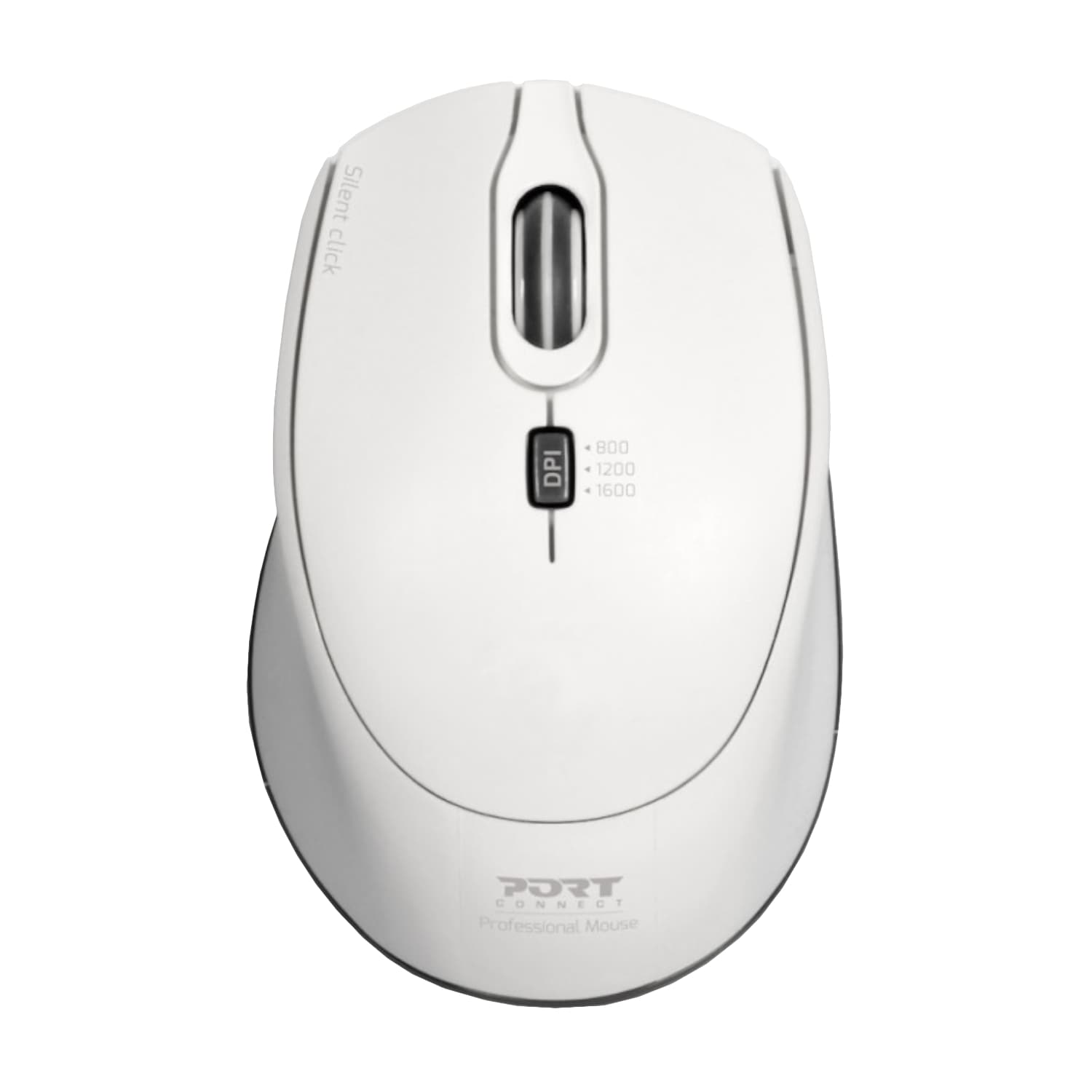Port Connect Silent 1600DPI 3 Button Wireless Mouse - White — image 1