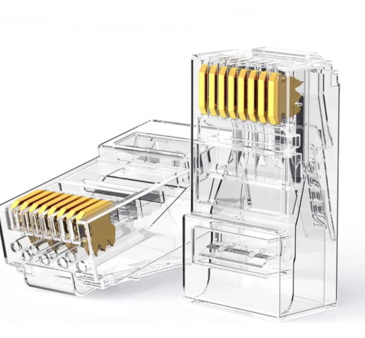 UGREEN Cat6 RJ45 Modular Plugs (50 Pcs)–Transparent with Gold Contacts — image 1