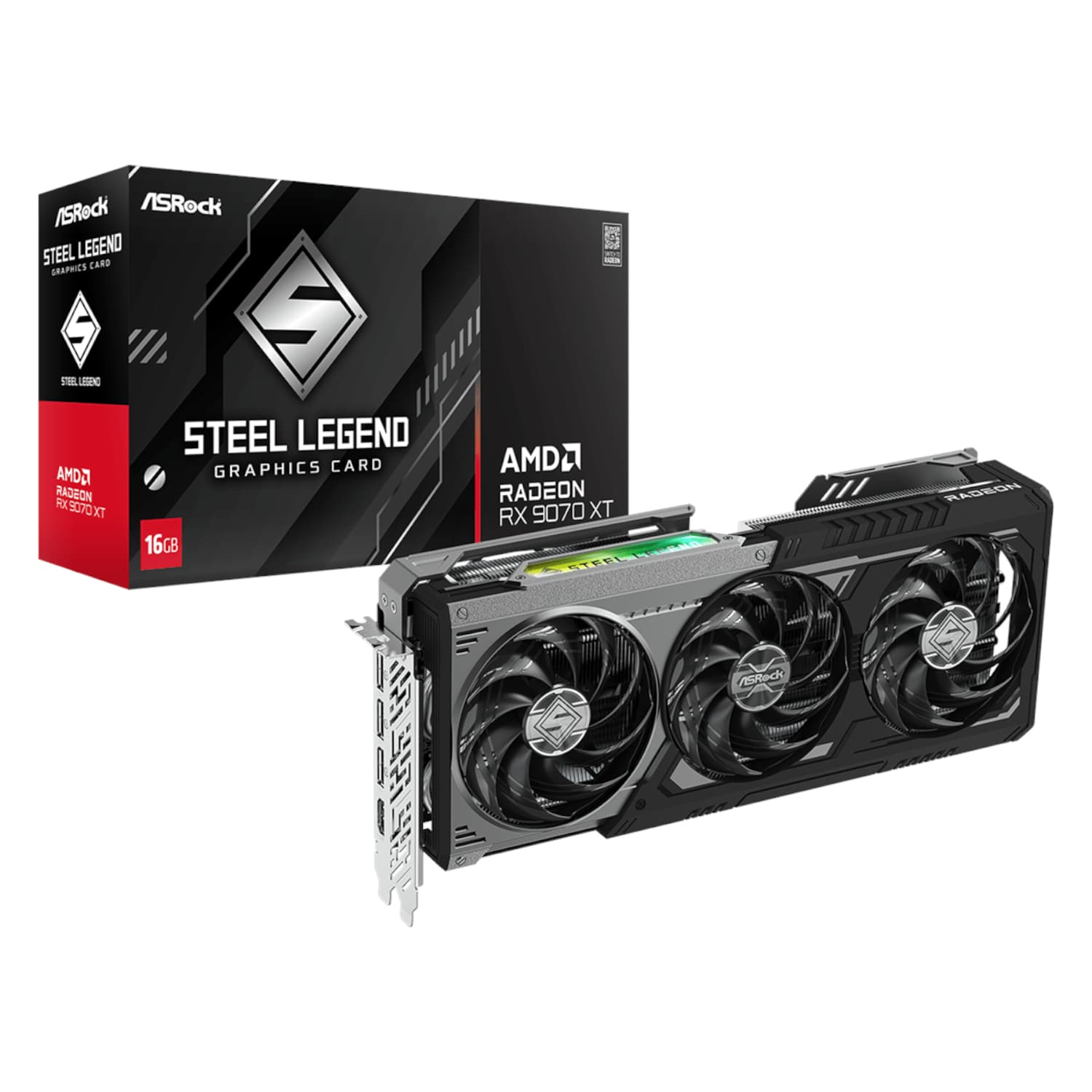 ASRock Radeon RX9070 XT Steel Legend Dark 16GB Graphics Card — image 1