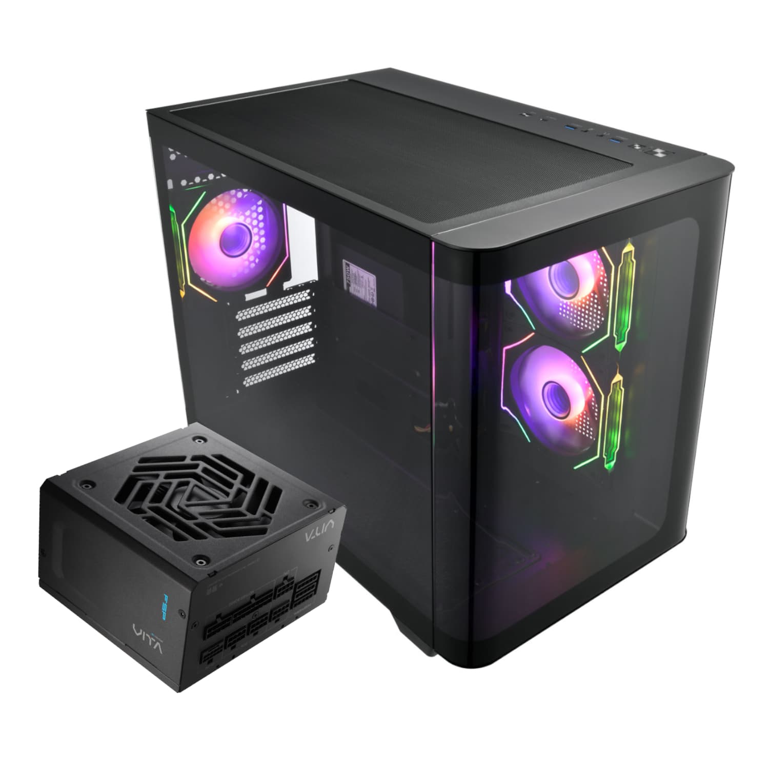 FSP S380 M-ATX ARGB Gaming Chassis and VITA GM 750W Power Supply Bundle — image 1