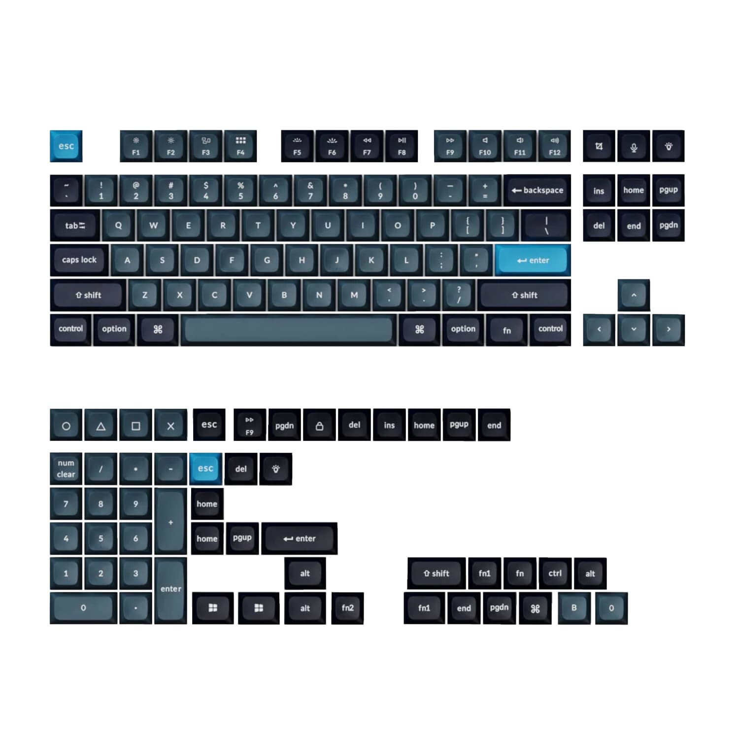 Keychron Double Shot KSA PBT Keycap Set - Dark Grey/Grey/Blue — image 1