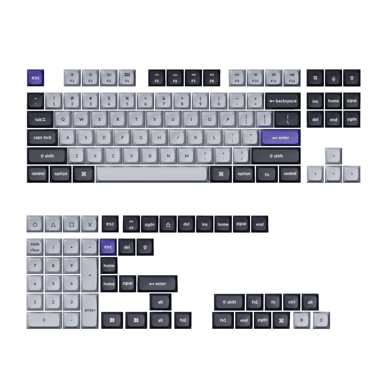 Keychron Double Shot KSA PBT Keycap Set - Dark Grey/White Smoke — image 1