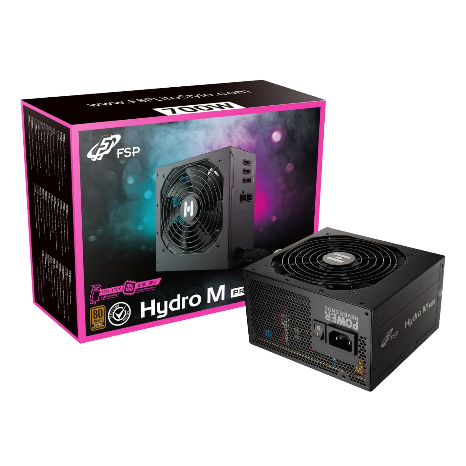 FSP Hydro M Pro 700W 80PLUS Bronze Gen5 Semi-modular Power Supply — image 1