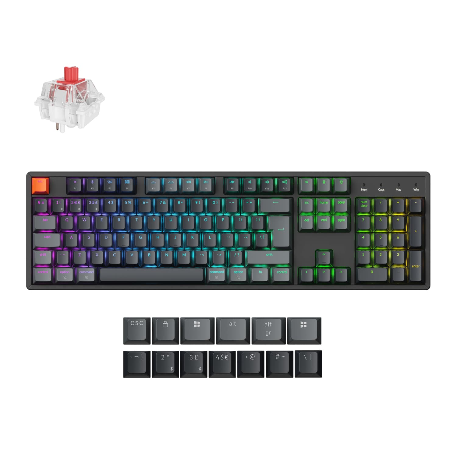Keychron K10 QMK Full-size RGB Wireless Custom Mechanical Keyboard V.2 (Super RED Switch) – Black — image 1