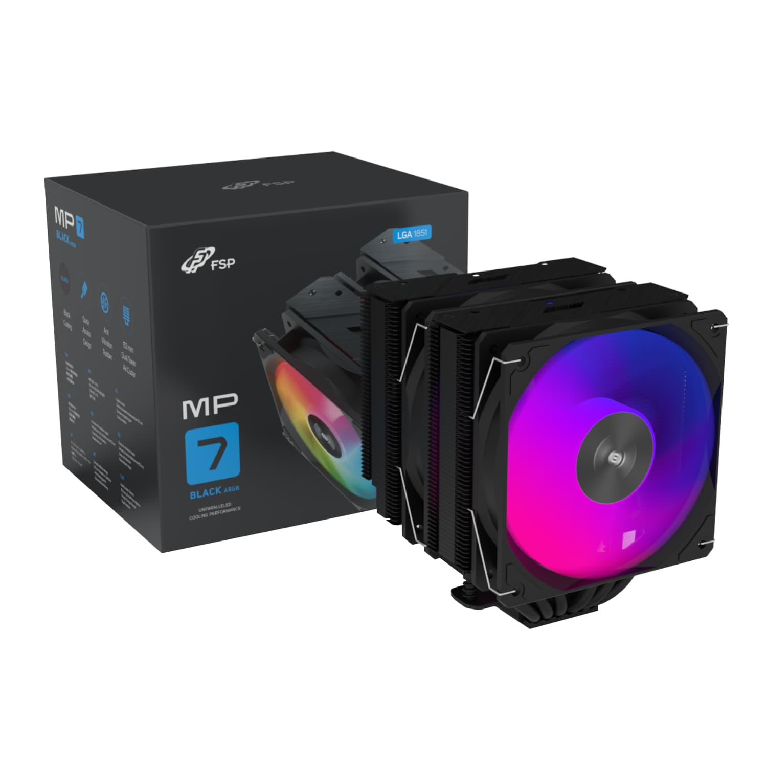 FSP MP7-BA 120mm PWM ARGB CPU Air Cooler - Black — image 1