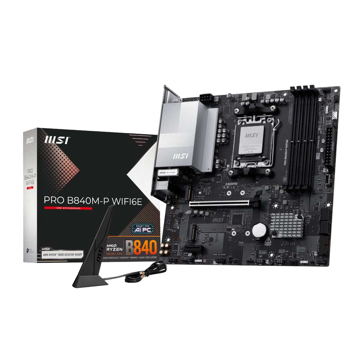 MSI PRO B840M-P Wi-Fi 6E AMD AM5 MATX Gaming Motherboard — image 1
