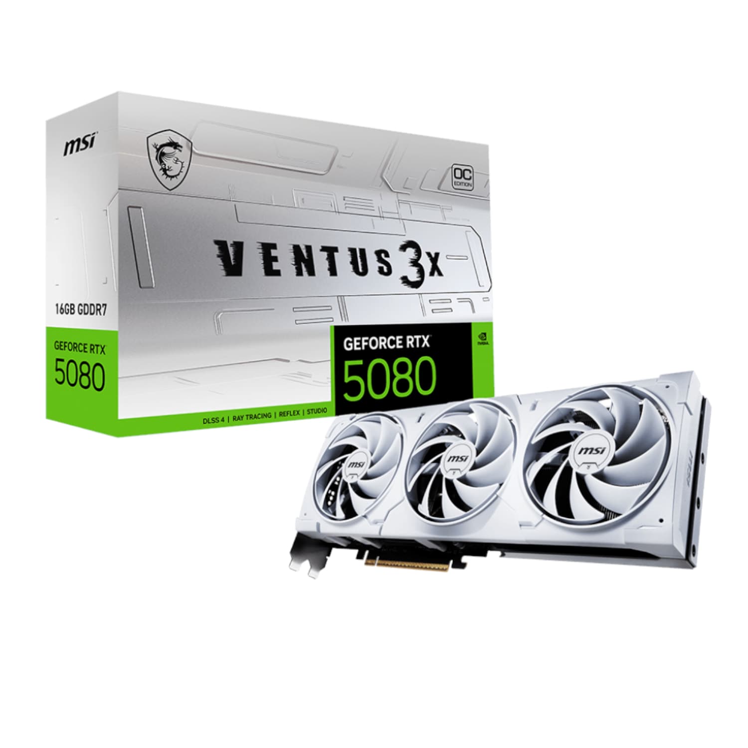 MSI GeForce RTX 5080 VENTUS 3X OC 16GB GDDR7 Graphics Card - White — image 1
