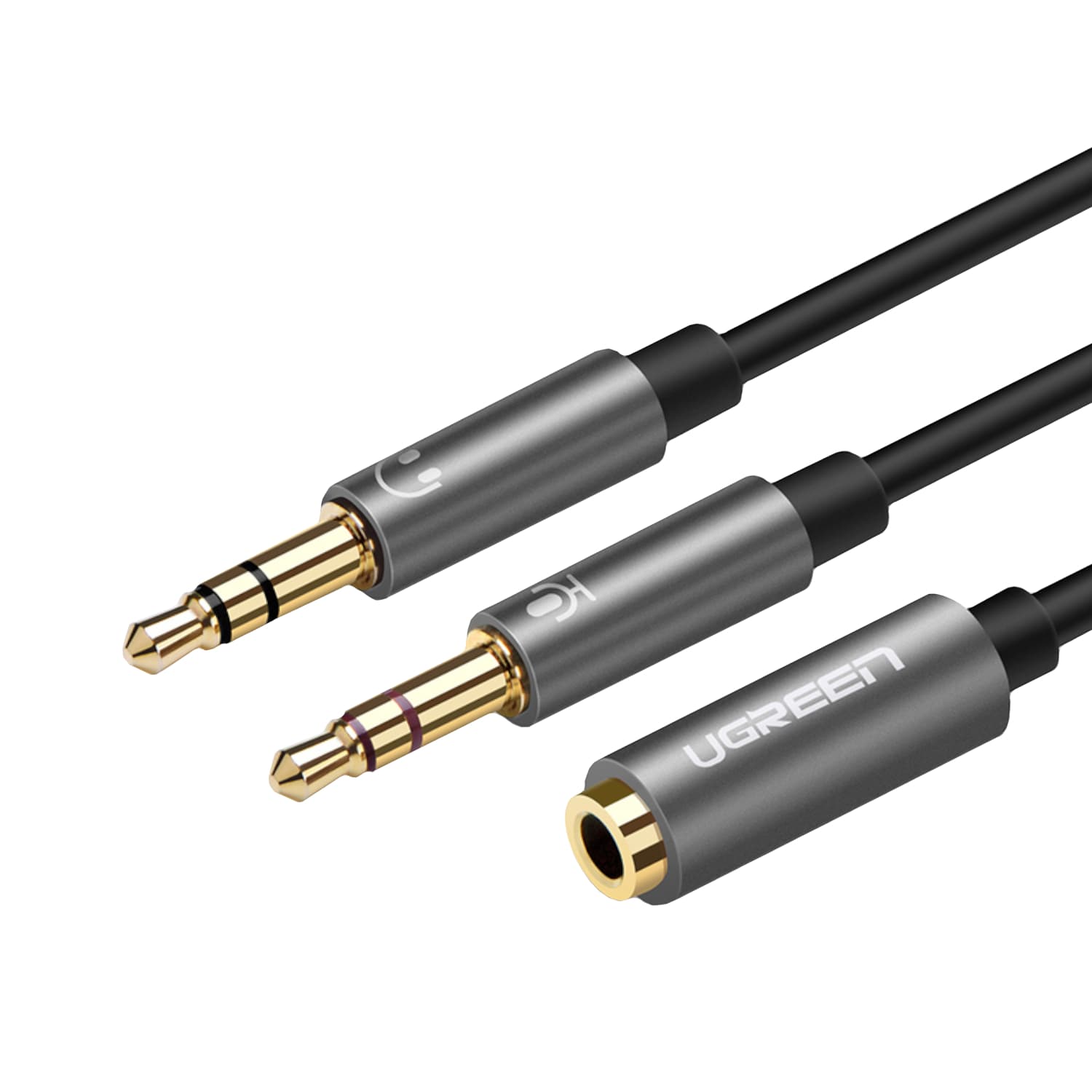 UGREEN UV140 AUX 3.5mm Audio Splitter Cable - Black/Grey — image 1