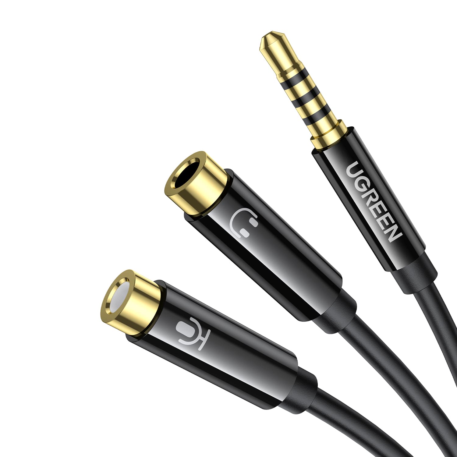 UGREEN AV141 3.5mm Headset Splitter Cable (1x Male to 2x Female) 20cm - Black — image 1