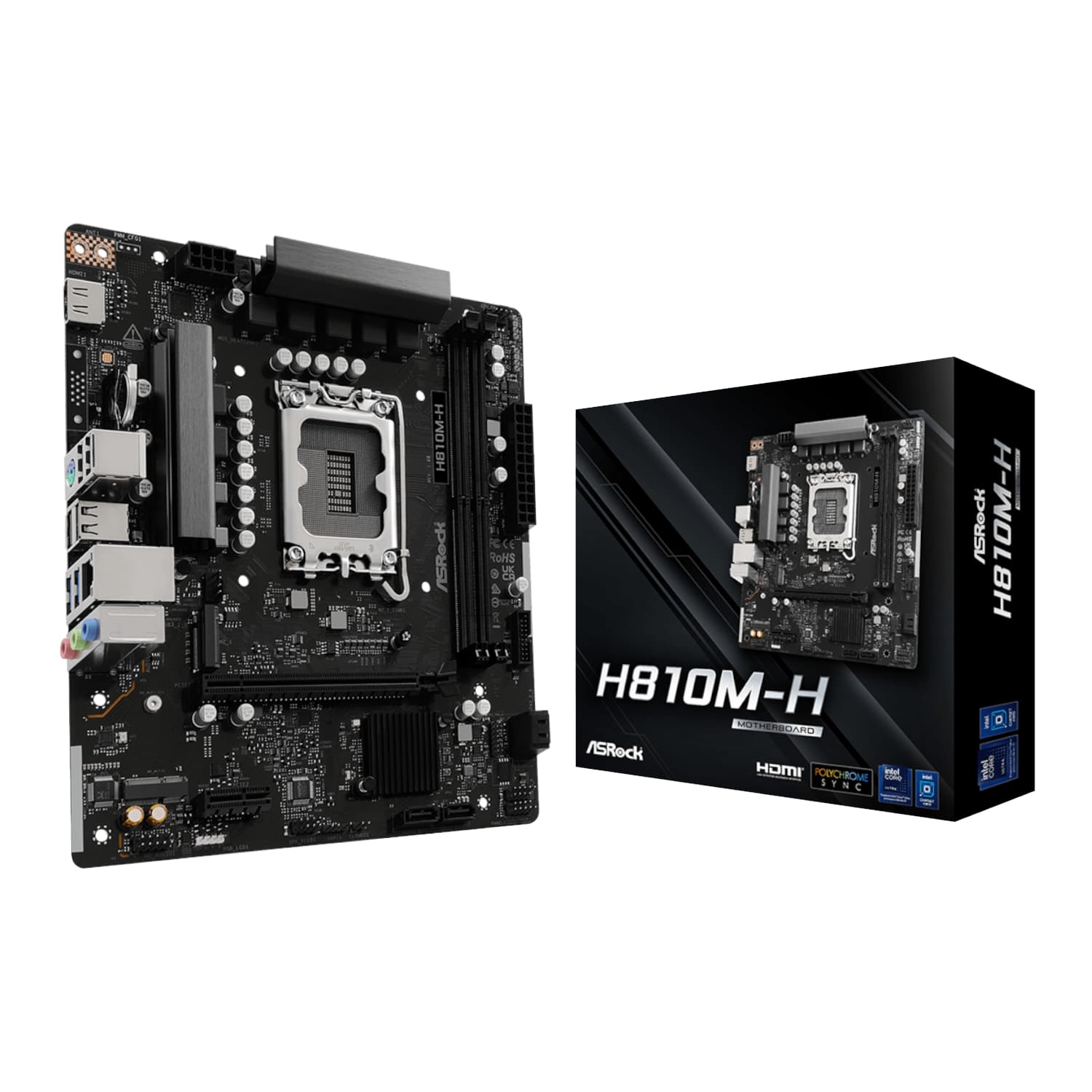 ASRock H810M-H Intel LGA1851 Micro ATX Motherboard - Black — image 1