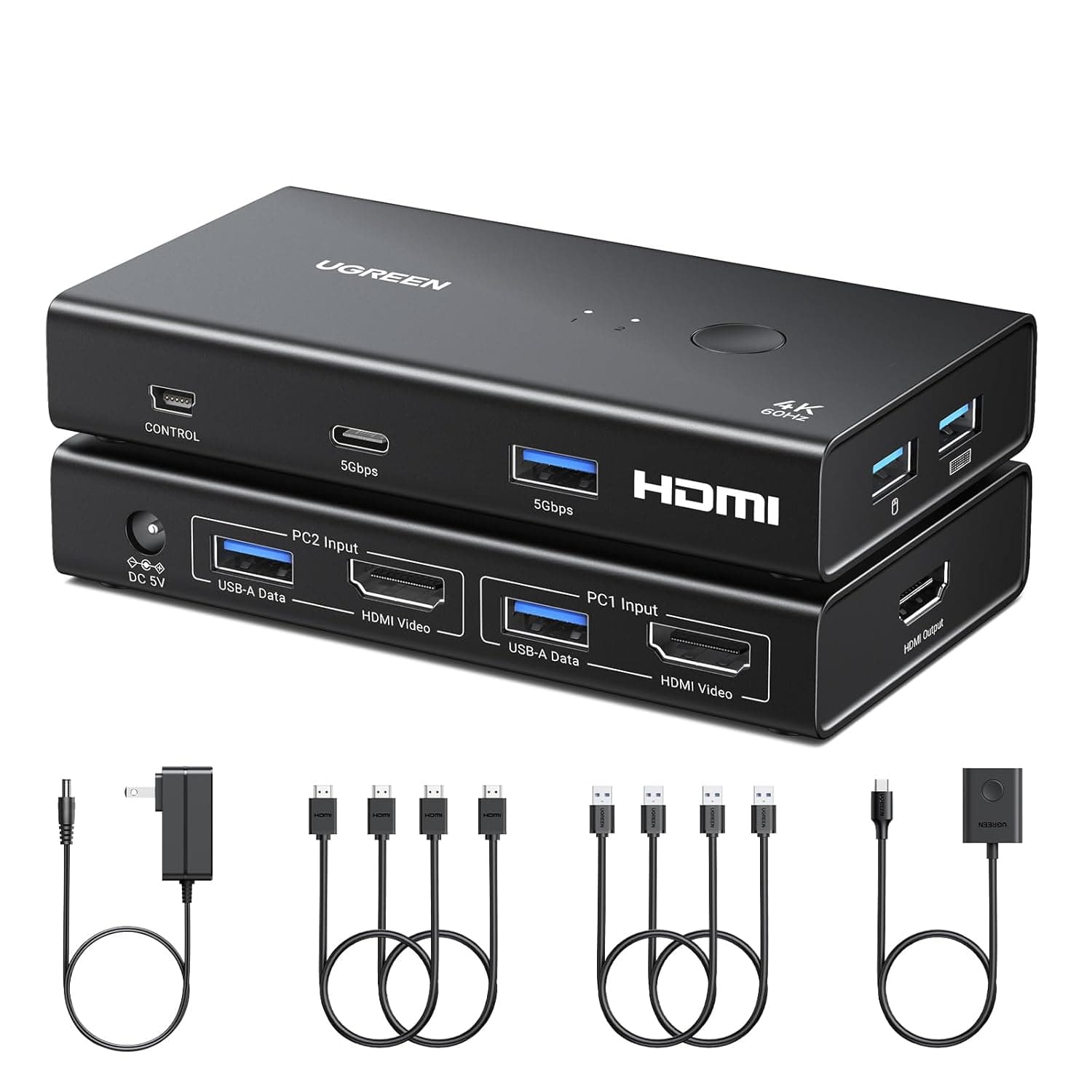 UGREEN 2-In-1 HDMI KVM Switch 4 USB Ports 4K@60Hz–Black — image 1