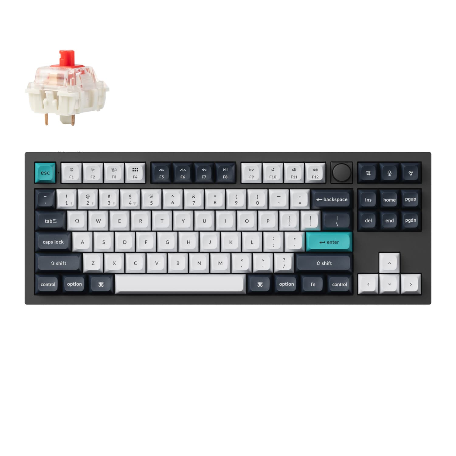 Keychron Q3 Max 80% Full Assembled Knob Red Switch Hot-Swap Gateron Jupiter RGB Wireless Keyboard - Black — image 1