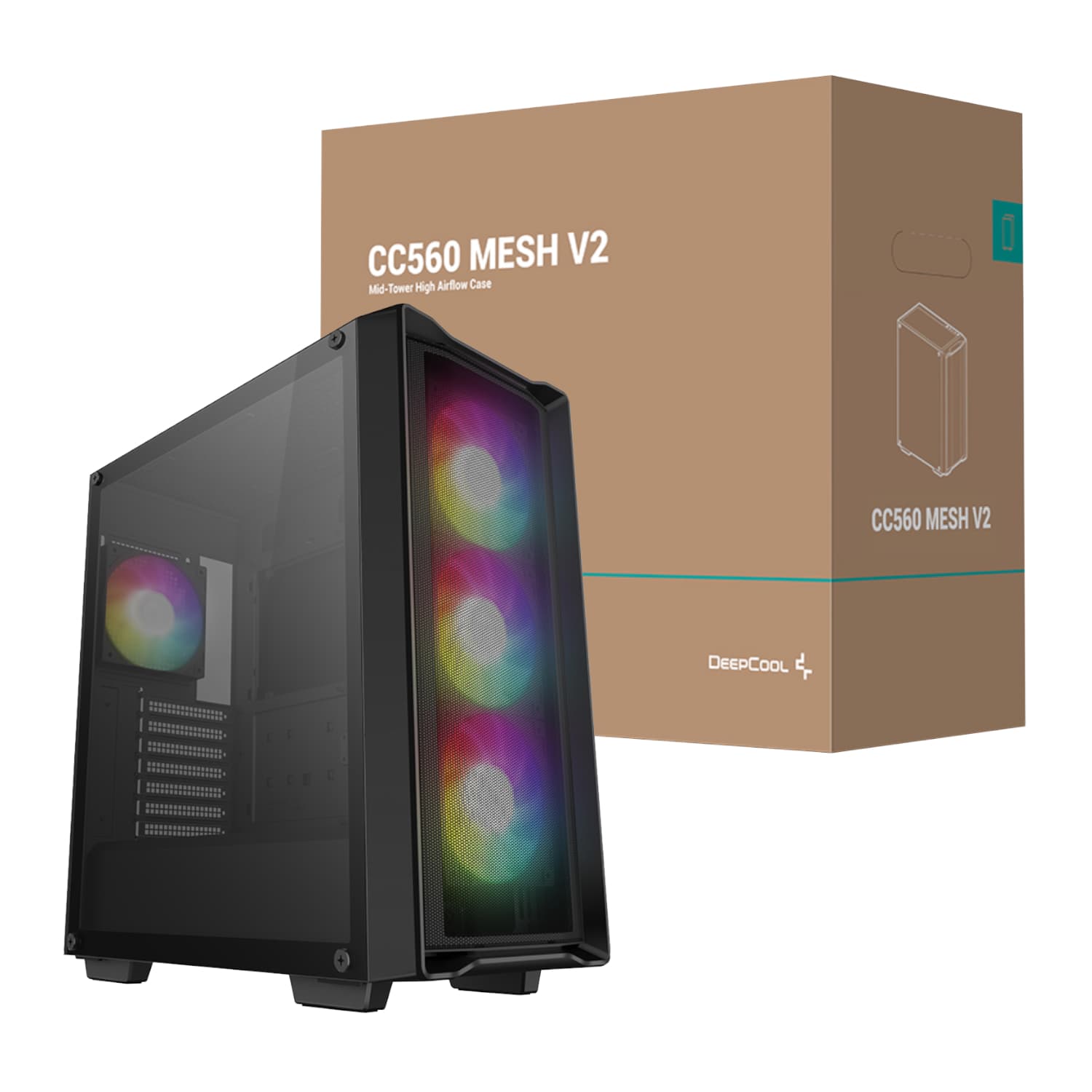 DeepCool CC560 MESH V2 ATX Mid Tower Airflow Gaming Chassis – Black — image 1