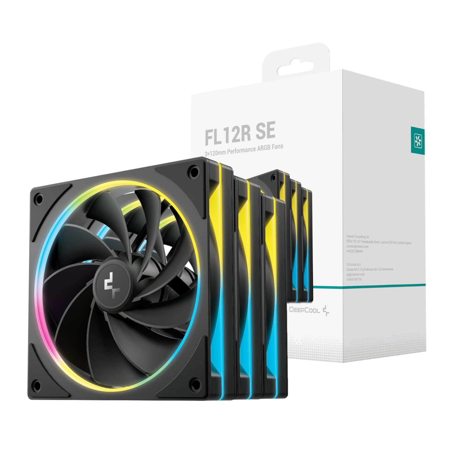 DeepCool FL12R SE 3-in-1 ARGB 120mm PWM 3 Fan Pack - Black — image 1