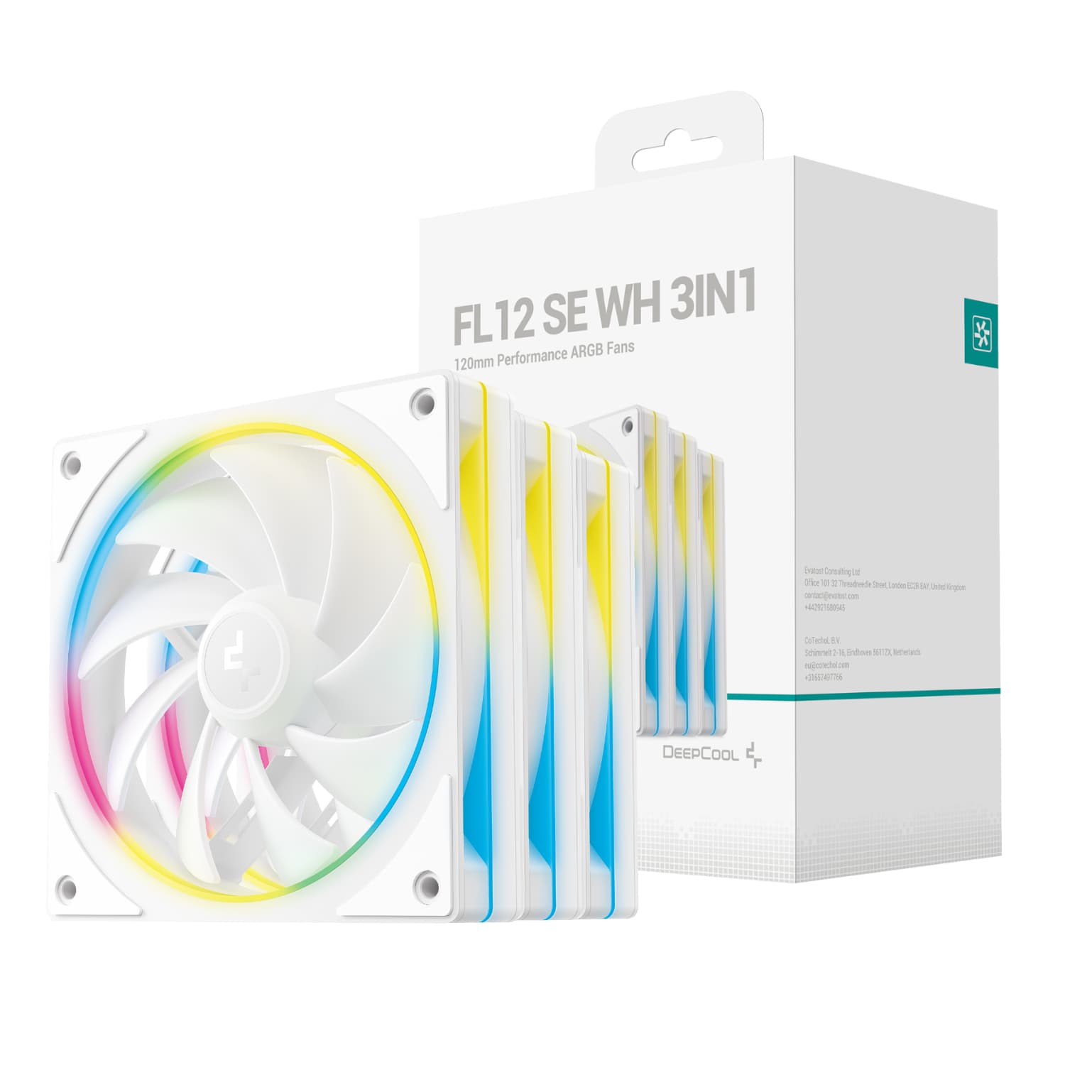 DeepCool FL12 SE 3-in-1 ARGB 120mm Fan 3 Pack - White — image 1