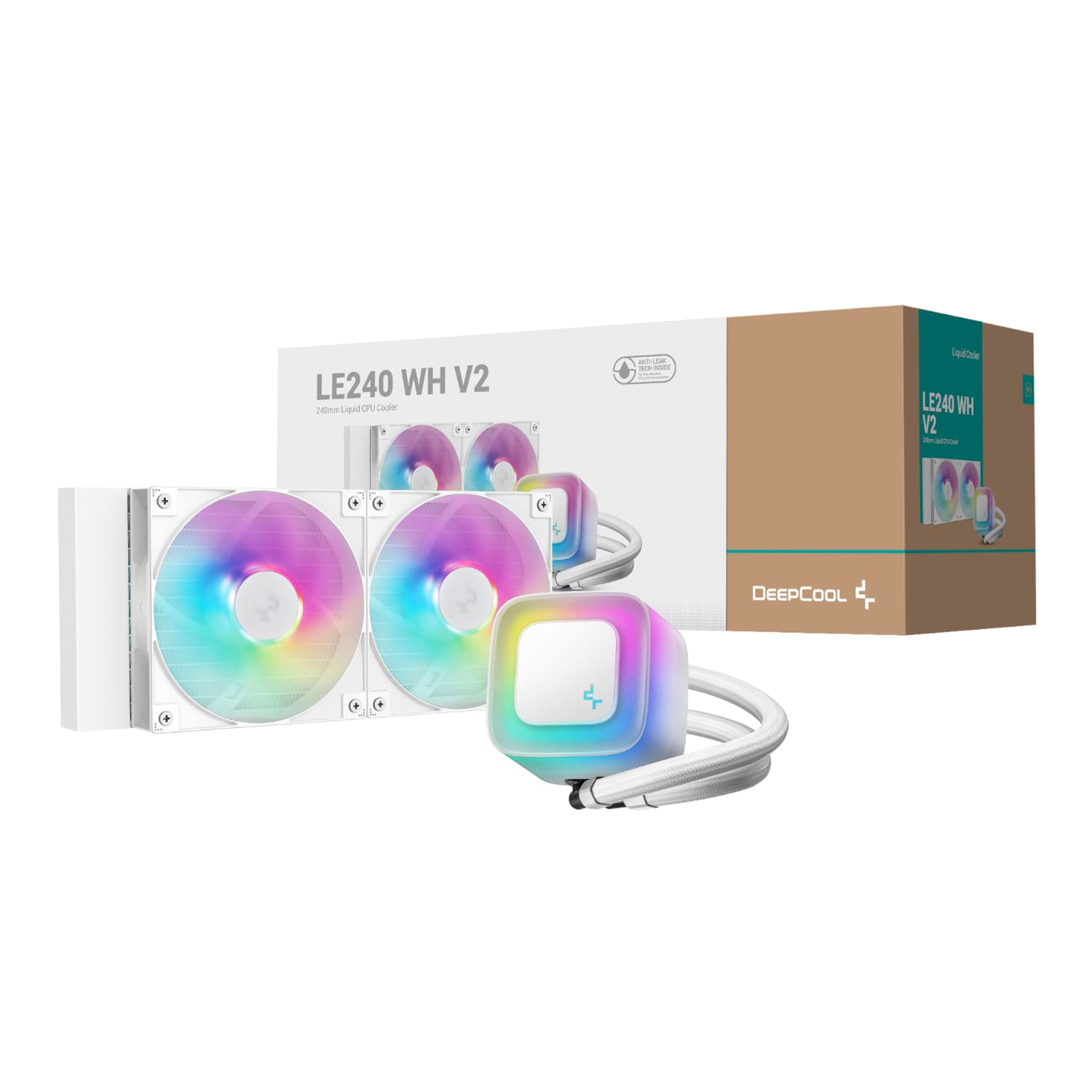 DeepCool LE240 V2 240mm ARGB AIO CPU Liquid Cooler - White — image 1