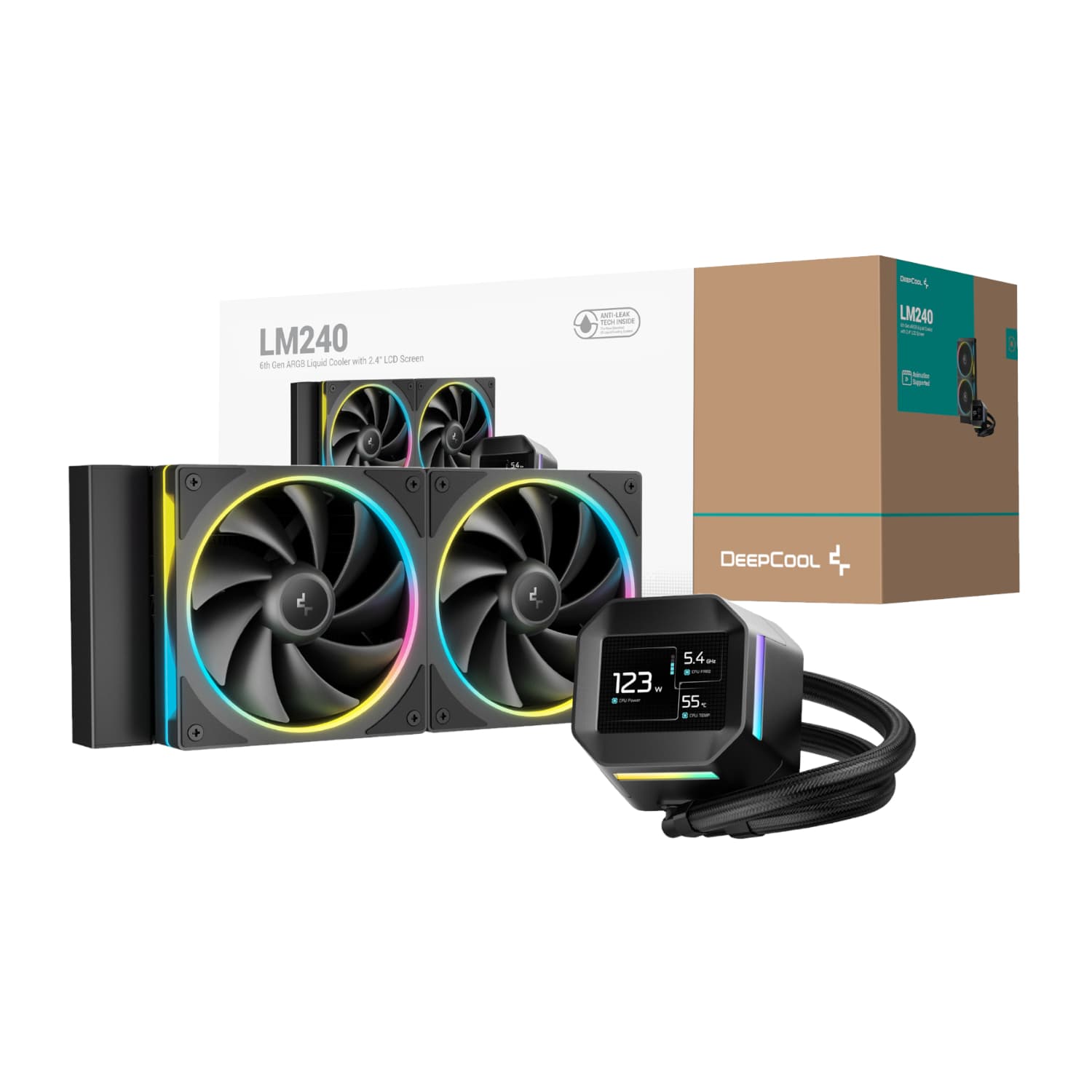 DeepCool LM240 ARGB 240mm AiO CPU Liquid Cooler - Black — image 1